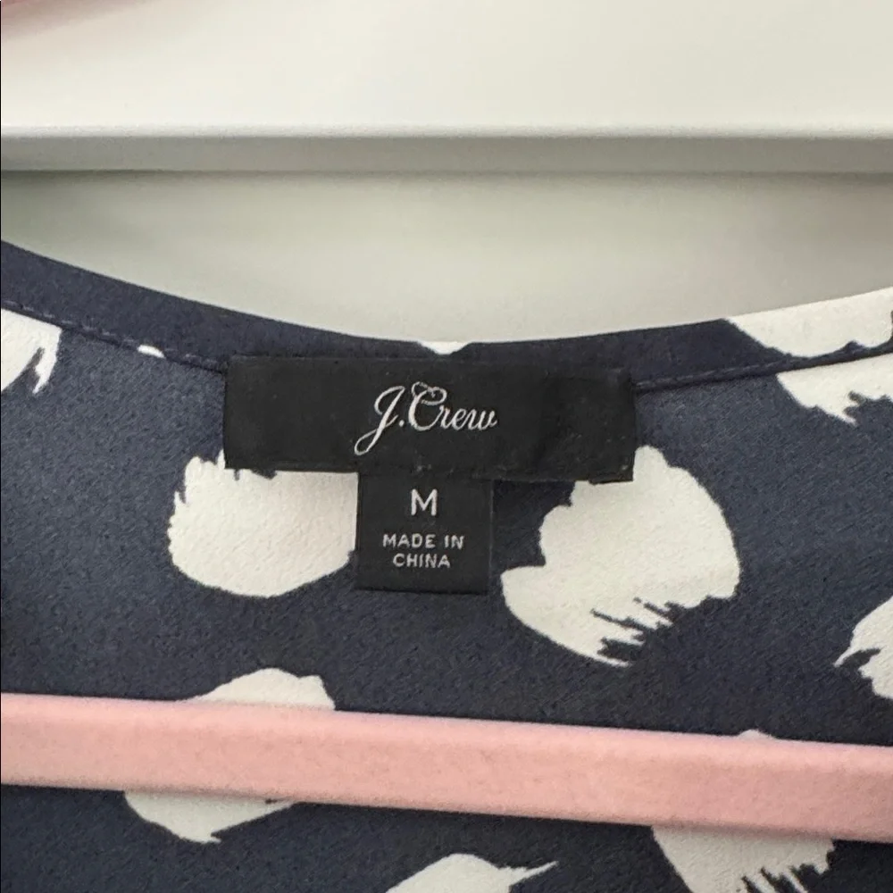 J. Crew Navy and White Splash Polka Dot Ruffle Blouse Size: M ✨ New